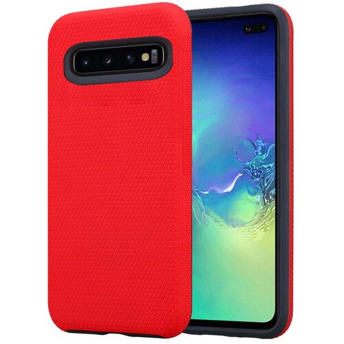 Cadorabo Ohi&amp;scaron;je, združljiv s Samsungom v nageljni rdeči - zunanji hibridni za&amp;scaron;čitni pokrov z dodatnim oprijemom povr&amp;scaron;ine v trikotniku, narejen iz silikona in plastike, (20565637) Slike