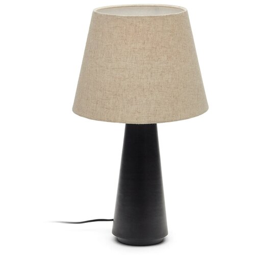 Kave Home Crna/bež stolna lampa s tekstilnim sjenilom (visina 60 cm) Torrent &amp;ndash; Slike