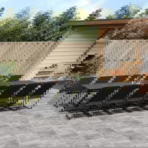 VidaXL 13-dijelni vrtni blagovaonski set crni od tekstilena Slike
