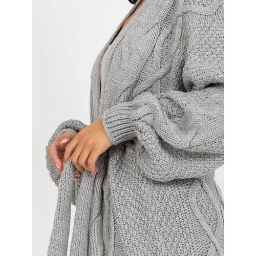 Fashion Hunters Gray long cardigan with RUE PARIS binding