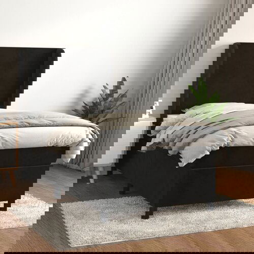VidaXL Box spring postelja z vzmetnico črna 90x200 cm žamet Slike