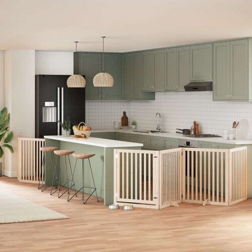 vidaXL Ograda za pse z vrati zložljiva 8 panelov 640 cm topolovina Cene