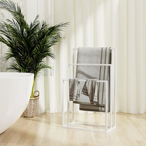 vidaXL Prostostoječe stojalo za brisače belo 48x24x79 cm železo Cene