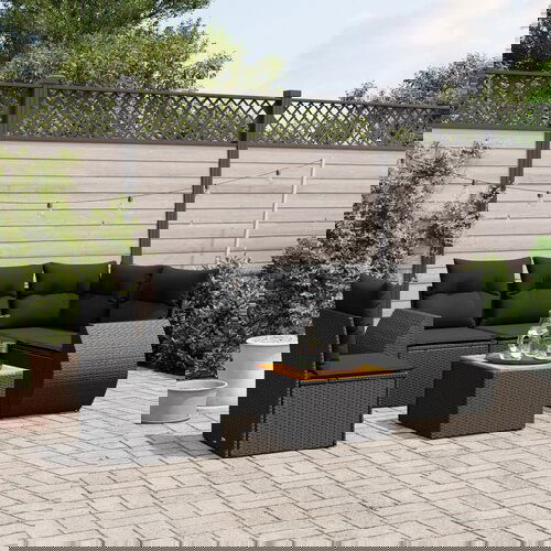 VidaXL 6-dijelni set vrtnih sofa s jastucima crni od poliratana Slike