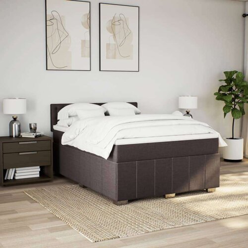 VidaXL Krevet s oprugama i madracem tamnosmeđi 160x200 cm tkanina Slike