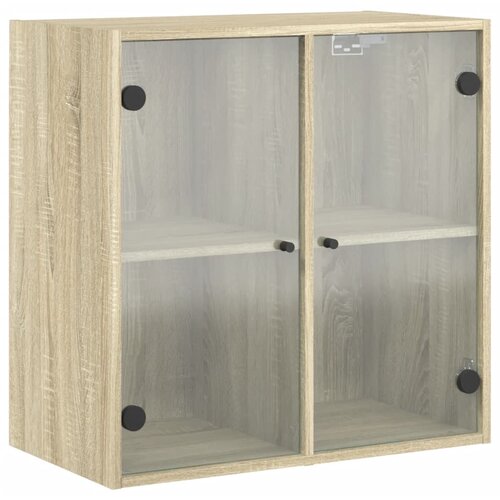  Zidni ormarić sa staklenim vratima boja hrasta 68x37x68,5 cm Slike