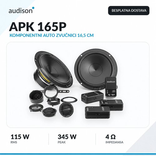 Audison APK 165P &ndash; komponentni auto zvučnici 16,5 cm, 115 W RMS Cene