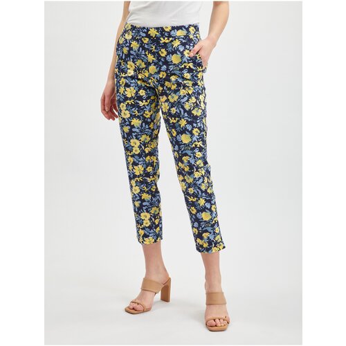 Orsay Yellow-Blue Womens Shortened Flowered Pants - Women Slike