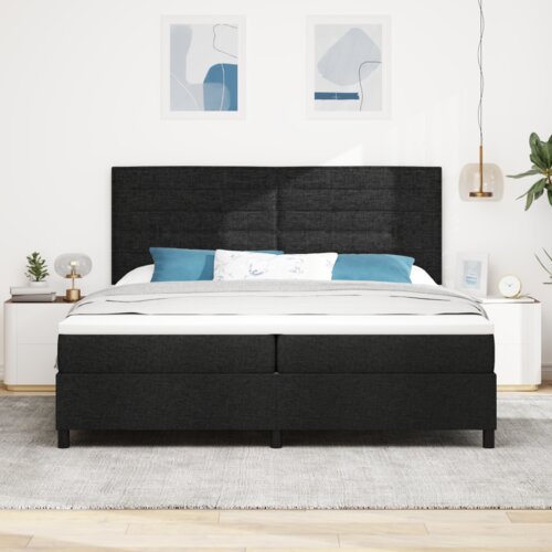 VidaXL krevet s oprugama madracem i LED-om crne boje 200x200 cm tkanina Slike