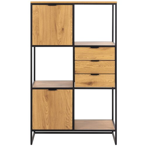Actona Crna polica za knjige u dekoru hrasta 85x141 cm Swindon - Cijene