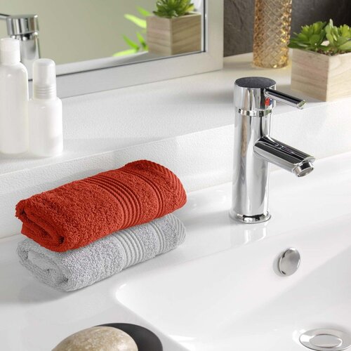 Douceur d int&amp;eacute;rieur Opečnato oranžna frotirna bombažna brisača 30x50 cm Tendresse &amp;ndash; Slike