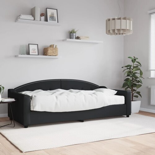 VidaXL Dnevni krevet s madracem crni 90 x 200 cm od tkanine Slike