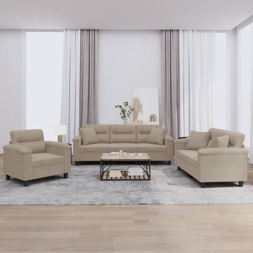  3-dijelni set sofa s jastucima smeđesivi od mikrovlakana Cijene