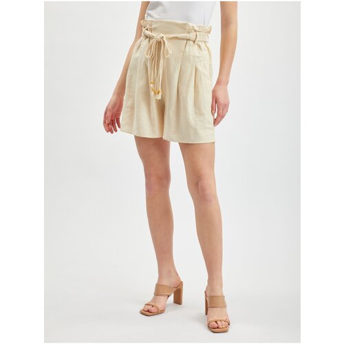Orsay Beige Ladies Linen Shorts - Women Cene