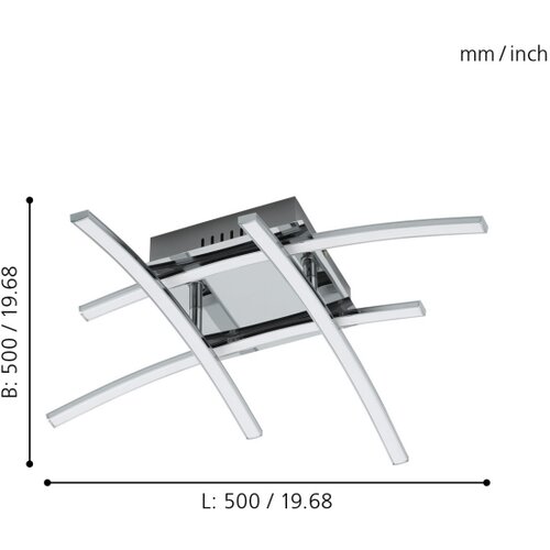 Eglo nevado stropna/zidna/4, led, 4x5w, 4x470lm, 3000k, d-500, krom/bijela Slike