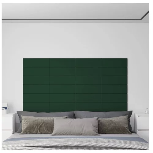  Stenski paneli 12 kosov temno zeleni 90x15 cm blago 1,62 m²
