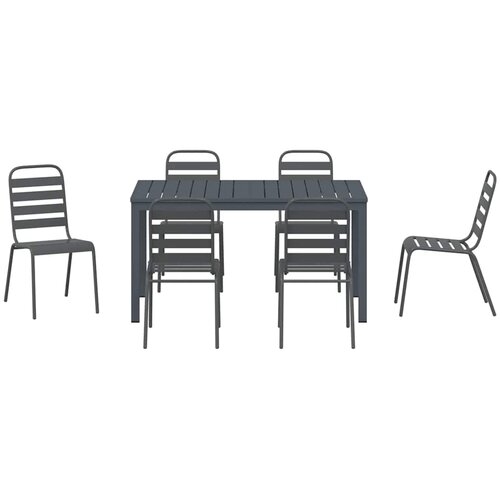  Vrtni set za objed 7 pcs Antracit Čelik s prahom Slike
