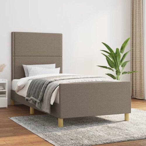 The Living Store Posteljni okvir z vzglavjem taupe 90x190 cm blago - Posteljni Okvir Z Vzglavjem, (21527482) Slike