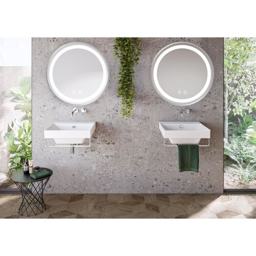 Tutumi stensko ogledalo led 60cm mmj brush silver Slike