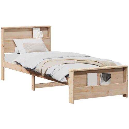 VidaXL krevetna konstrukcija smeđa 90 x 190 cm masivna borovina Slike
