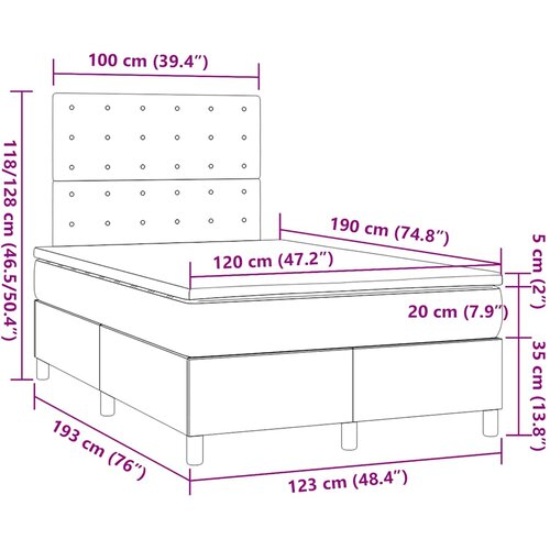  Krevet s oprugama i madracem plavi 120 x 190 cm od tkanine Slike