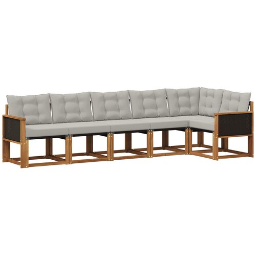 vidaXL Zunanja garnitura za sedenje 6 pcs Naravna in svetlo siva, (5000282032) Cene