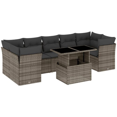 Maison Chic Seti vrtnega pohištva - Vrtna garnitura - Vrtni pohištvo set 8-delna z blazinami siv poli ratan, (21807769) Cene