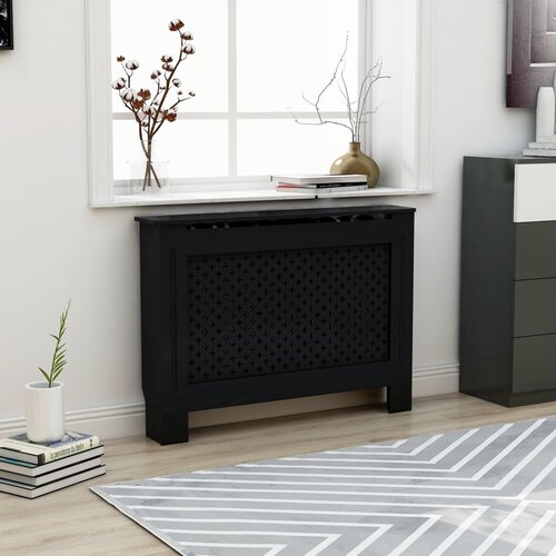 vidaXL Pokrov za radiator črn 112x19x81,5 cm mediapan, (20769826) Cene