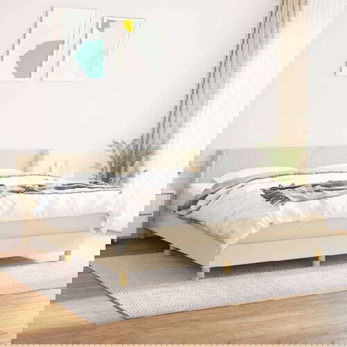  Krevet s oprugama i madracem krem 180x200 cm od tkanine Slike