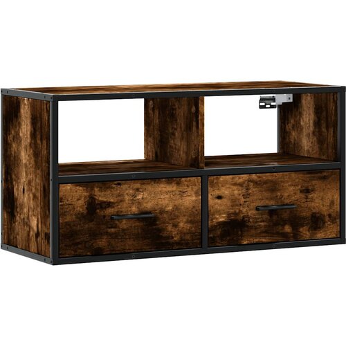 Maison Chic TV omarica - TV stojalo - Televizijska omarica dimljen hrast 80x31x39,5 cm inženirski les in kovina, (21701183) Cene