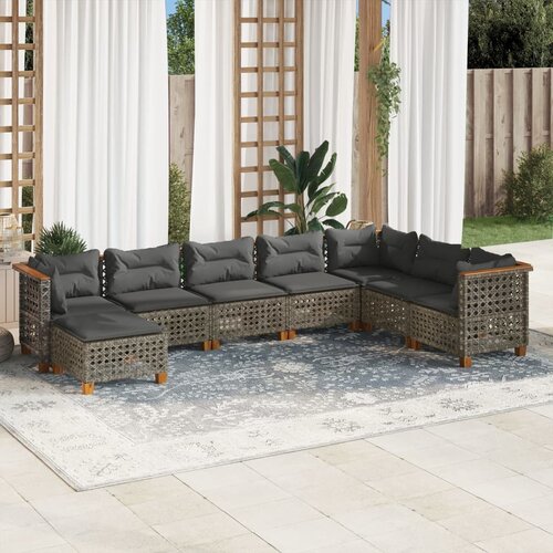 VidaXL 8-dijelni set vrtnih sofa od poliratana s jastucima sivi Slike