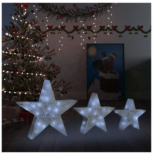  Okrasne božične zvezde 3 kosi LED bela mreža zunanje/notranje