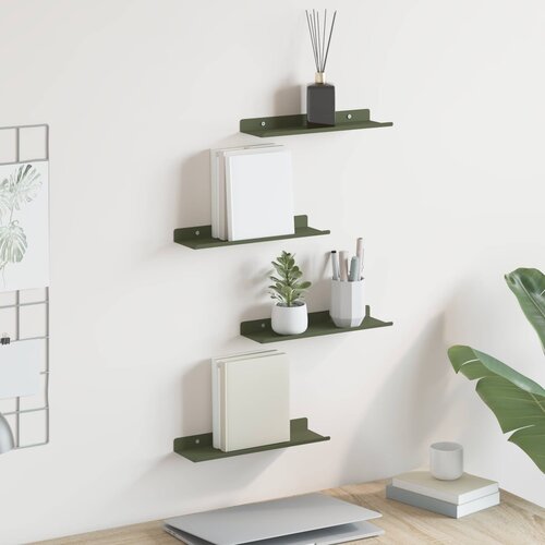  Lebdeća polica 4 pcs Maslinasto zelena 30 x 9 x 2,5 cm Čelik Cijene