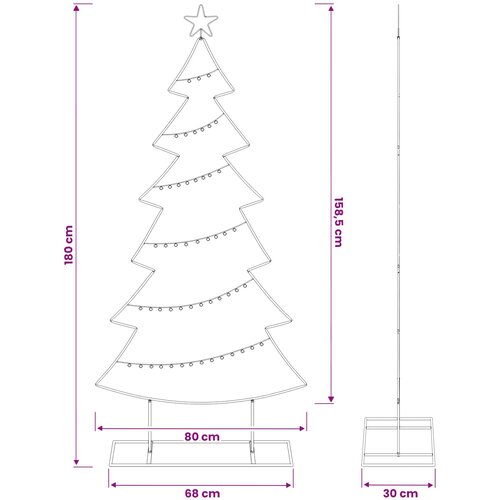  Metalno božićno drvce sa stalkom KUOPIO 180 cm Čelik Bijela 80 x 30 x 180 cm Slike
