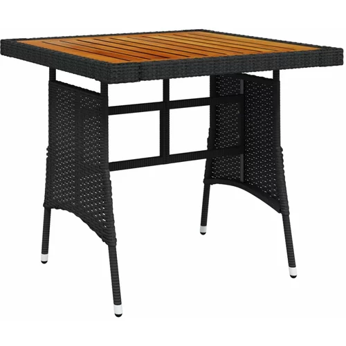  Vrtni stol crni 70x70x72 cm poliratan i masivno bagremovo drvo