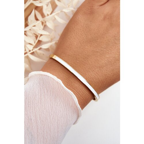 Kesi Women&amp;#039;s bracelet with steel buckle, gold and white Slike