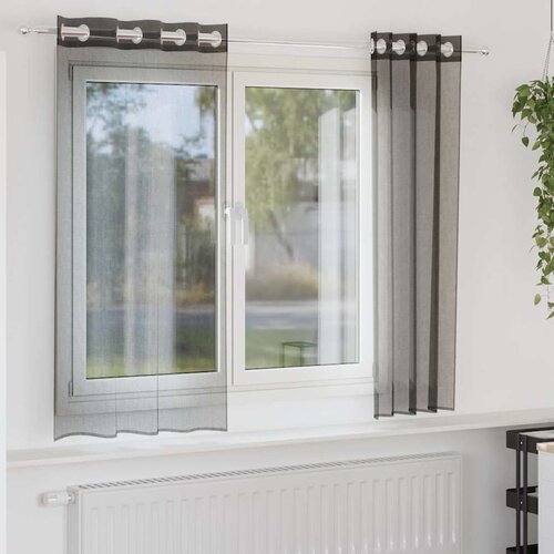 VidaXL Voile zavese z vponkami 2 kosa črna 140x175 cm Slike
