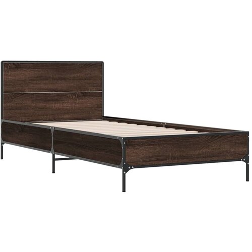 VidaXL Okvir za krevet smeđi hrast 75x190 cm konstruirano drvo i metal Slike