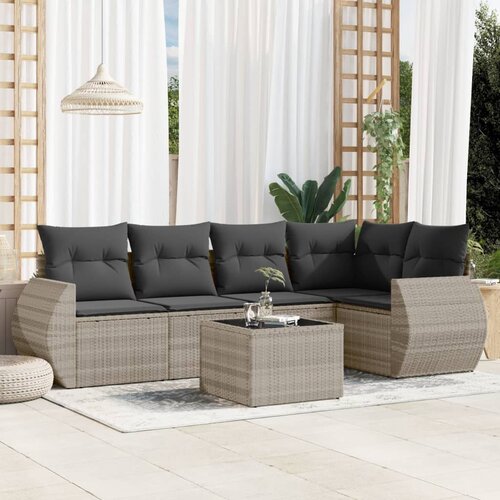 vidaXL 6-dijelni set vrtnih sofa od poliratana s jastucima svjetlosivi Cijene
