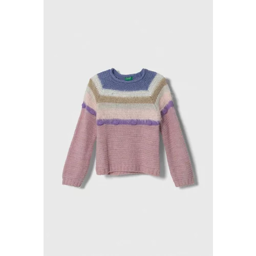 United Colors Of Benetton Otroški pulover s primesjo volne roza barva
