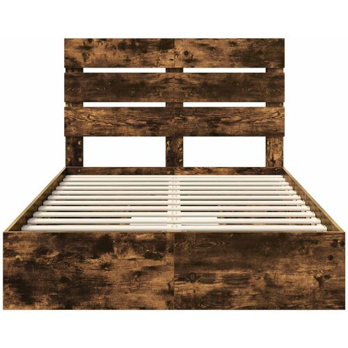  Krevet s od storage s ladicama Dimljeni hrast 135 x 190 cm Smeđa 196 x 138 x 100 cm Slike