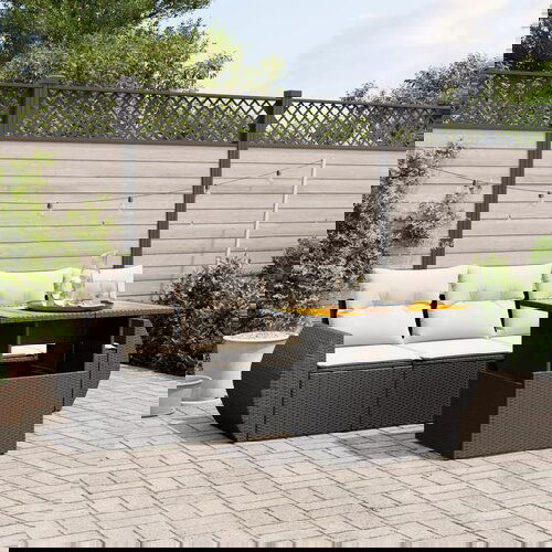  The Living Store Vrtna sedežna garnitura 5-delna z blazinami črn poli ratan - Vrtna Sedežna Garniture, (21481314) Cene