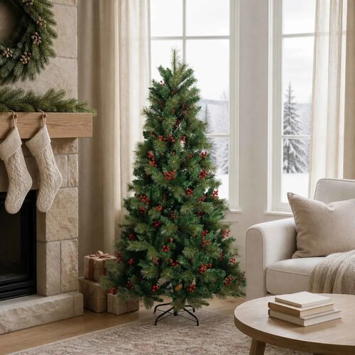  Umjetno božićno drvce s nogom 150 cm PVC i metal Zelena - 150 cm bez LED svjetala Cijene