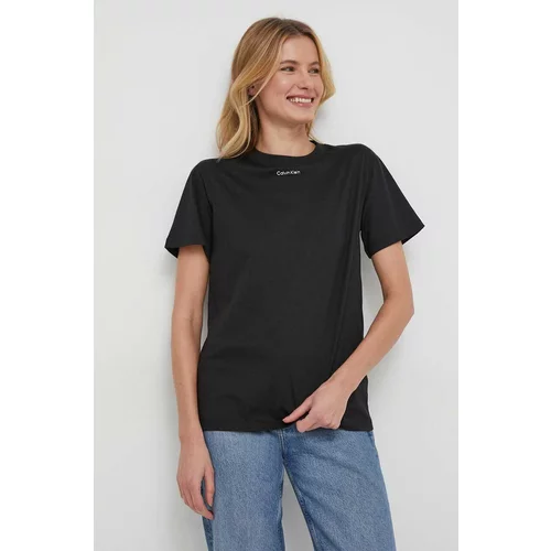Calvin Klein Bombažna kratka majica ženski, črna barva