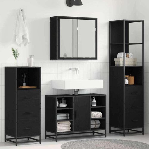 vidaXL set namještaja za kupaonicu 3 pcs crni hrast 80 x 33 x 60 cm Cene