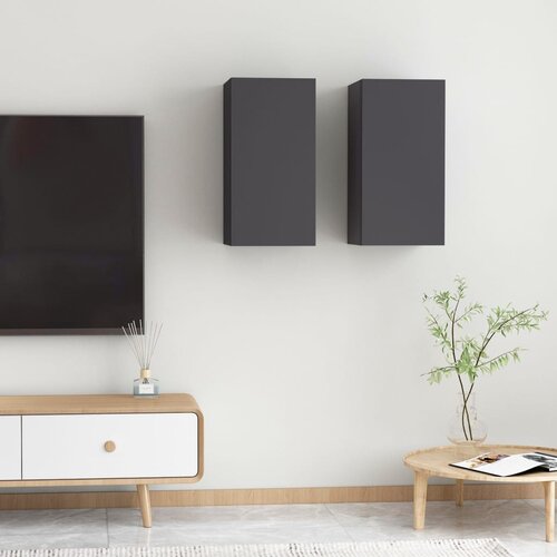 The Living Store TV omarica 2 kosa siva 30,5x30x60 cm inženirski les - TV Omarica, (21376606) Slike