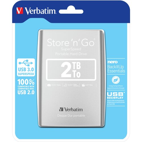 Verbatim Store'n'Go SILVER 2TB USB 3.0 2,5'' zunanji disk, (20402623) Cene