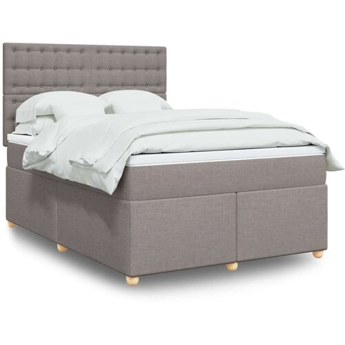 vidaXL Box spring postelja z vzmetnico taupe 160x200 cm blago Cene