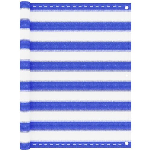 VidaXL Balkonski zastor plavo-bijeli 90 x 400 cm HDPE Slike