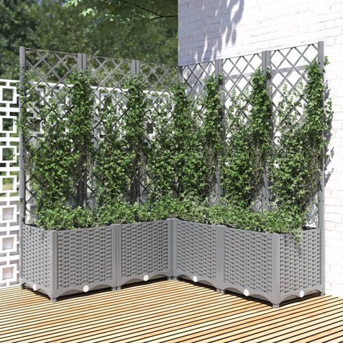 vidaXL Vrtna sadilica s rešetkom svjetlosiva 120 x 120 x 136 cm PP Cijene